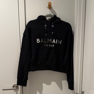 Balmain Black and Silver Logo Hoodie